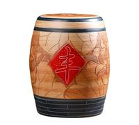 ApuaVireo&Co Tarro de arroz de cerámica, dispensador de Granos Grande, Cilindro hermético de arroz de cerámica, Cubo de arroz de cerámica Chino(Brown C,36x30cm/14.2x11.8in)