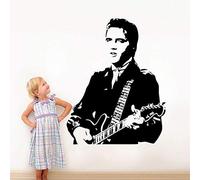 Apuesto Elvis Presley Play Guitar Wall Decals Para La Sala De Estar Decoración Del Hogar Rock Music Wallpaper Fans Gift Vinyl Wall Sticker 45 * 57Cm