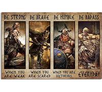 Apular Letrero de metal de 20 x 30 cm, diseño de vikingo con texto en inglés "Be Strong When You are Weak", placa de impresión vintage, regalo de cumpleaños, jardín, patio, decoración de pared para el
