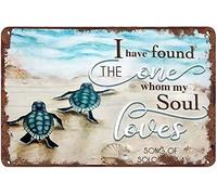 Apular Letrero de metal de 30,5 x 40,6 cm, diseño vintage con texto en inglés "Beach I Have Found The One Whom My Soul Loves", regalo de cumpleaños, jardín, patio, decoración de pared para el hogar