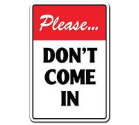 APULAR Letrero de metal novedoso con texto en inglés "Please Don't Come in Warning Do Not Enter Birthday", regalo de cumpleaños, casa de campo, jardín, patio, letrero de pared para decoración del