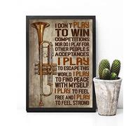 Apular Letrero de metal novedoso de 20 x 30 cm, diseño de trompeta con texto en inglés "I Don¡¯t Play to Win Competitions", decoración de pared del hogar, regalo de cumpleaños, jardín, patio, placa de