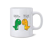 Apular Taza de café con texto en inglés "I love you this much that not verry much", taza de café de dinosaurio, taza divertida de 325 ml