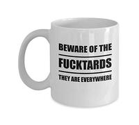 Apular Taza de café de cerámica novedosa con texto en inglés "Beware of The Tards They Are Everywhere" impresionante, taza divertida para aniversario, cumpleaños, Navidad, regalos de té, decoración