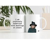 Apular Taza de trabajo con texto en inglés "I'm Positively Bedeviled With Meetings Et Cetera", taza blanca de Papá Noel secreto (325 ml)