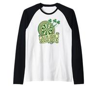 Apunta a la Buena Suerte, trébol irlandés, Dardos, Día de San Patricio Camiseta Manga Raglan