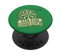 Apunta a la Buena Suerte, trébol irlandés, Dardos, Día de San Patricio PopSockets PopGrip Adhesivo
