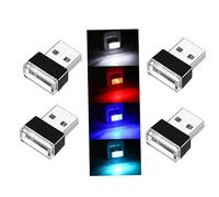 Aputoxz 4 lámparas LED USB para el interior del coche, mini luz nocturna LED portátil, interfaz USB enchufable, kit de iluminación ambiental para maletero, accesorios universales para el interior del