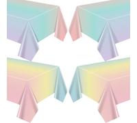 APUXXJUPA 4 manteles de fiesta de arcoíris pastel, coloridos e impermeables, a prueba de aceite, para decoración de cumpleaños de niña, suministros de fiesta de Pascua, boda, arco iris, 130 x 220 cm