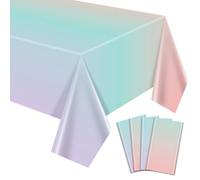 APUXXJUPA Paquete de 4 manteles de arco iris, 130 x 220 cm, colores pastel, manteles coloridos de arco iris para decoración de fiesta de helado, boda, Pascua, niña y princesa, suministros de fiesta de