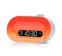 APUZOM Reveil Luminoso Simulador de Amanecer, Despertador de Mañana con 7 Timbres, 30 Sonidos Relajantes, 2 Alarmas, Posponer, Temporizador, 20 Niveles de Luminosidad Nocturna, Lámpara de Mesilla para