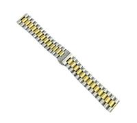 APVMFMKLTG 10 12 13 14 16 17 18 19 20 21 22 mm Correa de reloj de acero inoxidable sólido curvo + cabeza plana Correa de muñeca universal Hebilla plegable(Silver Gold,18mm)