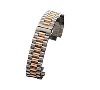 APVMFMKLTG 10 12 13 14 16 17 18 19 20 21 22 mm Correa de reloj de acero inoxidable sólido curvo + cabeza plana Correa de muñeca universal Hebilla plegable(Silver Rose Gold,18mm)
