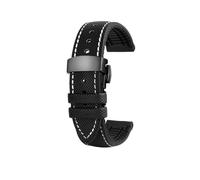 APVMFMKLTG 20 22 24 mm Correa de reloj Fit for Omega Fit for Casio Fit for Tissot Fit for Breitling Fit for Seiko Correa PU + Pulsera de goma Pulsera negra naranja azul(Black white black B,22mm)