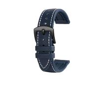 APVMFMKLTG 20 22 24 mm Correa de reloj Fit for Omega Fit for Casio Fit for Tissot Fit for Breitling Fit for Seiko Correa PU + Pulsera de goma Pulsera negra naranja azul(Blue white black,24mm)