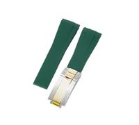 APVMFMKLTG Ajuste for Rolex 20 21 mm Correa de caucho negra Correas de reloj de silicona con hebilla plegable de acero inoxidable(Green-Steel gold-Z9)
