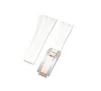 APVMFMKLTG Ajuste for Rolex 20 21 mm Correa de caucho negra Correas de reloj de silicona con hebilla plegable de acero inoxidable(Red-No buckle)