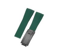 APVMFMKLTG Ajuste for Rolex 20 21 mm Correa de caucho negra Correas de reloj de silicona con hebilla plegable de acero inoxidable(Green-Black-Z9)