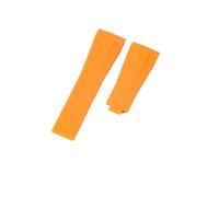 APVMFMKLTG Ajuste for Rolex 20 21 mm Correa de caucho negra Correas de reloj de silicona con hebilla plegable de acero inoxidable(Orange-No buckle)