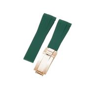 APVMFMKLTG Ajuste for Rolex 20 21 mm Correa de caucho negra Correas de reloj de silicona con hebilla plegable de acero inoxidable(Green-All rose-Z9)