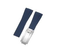 APVMFMKLTG Ajuste for Rolex 20 21 mm Correa de caucho negra Correas de reloj de silicona con hebilla plegable de acero inoxidable(Dark blue-Steel-Z9)