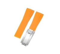APVMFMKLTG Ajuste for Rolex 20 21 mm Correa de caucho negra Correas de reloj de silicona con hebilla plegable de acero inoxidable(Orange-Steel-Z9)