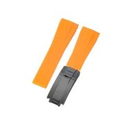 APVMFMKLTG Ajuste for Rolex 20 21 mm Correa de caucho negra Correas de reloj de silicona con hebilla plegable de acero inoxidable(Orange-Black-Z9)