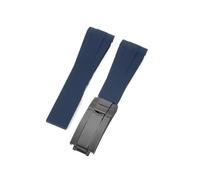 APVMFMKLTG Ajuste for Rolex 20 21 mm Correa de caucho negra Correas de reloj de silicona con hebilla plegable de acero inoxidable(Dark blue-Black-Z9)
