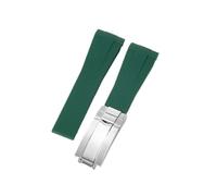 APVMFMKLTG Ajuste for Rolex 20 21 mm Correa de caucho negra Correas de reloj de silicona con hebilla plegable de acero inoxidable(Green-Steel-Z9)