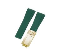 APVMFMKLTG Ajuste for Rolex 20 21 mm correa de goma correas de reloj de silicona con hebilla plegable de acero inoxidable(Green-All gold-Z9)