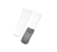 APVMFMKLTG Ajuste for Rolex 20 21 mm correa de goma correas de reloj de silicona con hebilla plegable de acero inoxidable(White-Black-Z9)