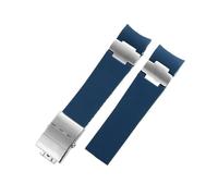 APVMFMKLTG Correa de caucho de silicona con extremo curvado de 22 mm for Ulysse Fit for Nardin Watchband 263 Fit for DIVER Pulseras de reloj de metal a prueba de agua Negro Marrón Azul(B blue-silver)