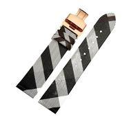 APVMFMKLTG Correa de cuero con patrón a cuadros de desmontaje rápido, pulsera negra y marrón de 12, 14, 16, 18, 20 y 22mm, apta for cadena de reloj BURBERRY for hombres y mujeres(Black Rose Gold B,18m