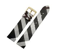 APVMFMKLTG Correa de cuero con patrón a cuadros de desmontaje rápido, pulsera negra y marrón de 12, 14, 16, 18, 20 y 22mm, apta for cadena de reloj BURBERRY for hombres y mujeres(Black Gold A,16mm)