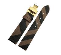 APVMFMKLTG Correa de cuero con patrón a cuadros de desmontaje rápido, pulsera negra y marrón de 12, 14, 16, 18, 20 y 22mm, apta for cadena de reloj BURBERRY for hombres y mujeres(Brown Gold B,12mm)
