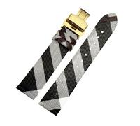 APVMFMKLTG Correa de cuero con patrón a cuadros de desmontaje rápido, pulsera negra y marrón de 12, 14, 16, 18, 20 y 22mm, apta for cadena de reloj BURBERRY for hombres y mujeres(Black Gold B,16mm)