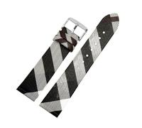 APVMFMKLTG Correa de cuero con patrón a cuadros de desmontaje rápido, pulsera negra y marrón de 12, 14, 16, 18, 20 y 22mm, apta for cadena de reloj BURBERRY for hombres y mujeres(Black silver A,22mm)