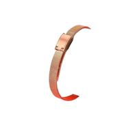 APVMFMKLTG Correa de reloj de acero inoxidable sólido for mujer, correa de malla de tamaño pequeño de oro rosa a la moda, 6mm, 8mm, 10mm, 12 cadenas de reloj de Metal ultrafinas(Mesh belt rose gold,16