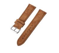 APVMFMKLTG Correa de reloj de cuero Vintage, pulsera de repuesto Universal hecha a mano, 18mm, 19mm, 20mm, 21mm, 22mm, 24mm, marrón y gris(Brown,24MM_GOLD BUCKLE)
