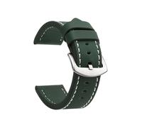 APVMFMKLTG Correa de reloj de moda, correa de reloj deportiva de cuero Vintage, hebilla de acero inoxidable, accesorios de reloj de 18mm, 20mm, 22mm y 24mm(Army Green Silver 2)