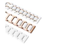APVMFMKLTG Correa de reloj de mujer de acero inoxidable y cerámica de liberación rápida, pulsera de reloj de Metal, 12, 14mm, 16mm, 18mm, oro rosa y blanco(White Rose Gold,16mm)