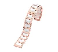 APVMFMKLTG Correa de reloj de mujer de acero inoxidable y cerámica de liberación rápida, pulsera de reloj de Metal, 12, 14mm, 16mm, 18mm, oro rosa y blanco(Rose gold White,18mm)