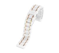 APVMFMKLTG Correa de reloj de mujer de acero inoxidable y cerámica de liberación rápida, pulsera de reloj de Metal, 12, 14mm, 16mm, 18mm, oro rosa y blanco(White Rose Gold,16mm)