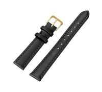 APVMFMKLTG Correa de reloj de piel sintética de 8mm, 10mm, 12mm, 14mm, 16mm y 18mm, correa fina y suave for reloj inteligente Seiko, pulsera de 20mm y 22mm(Black-gold,16mm)