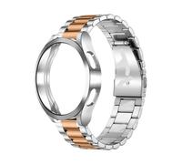 APVMFMKLTG Correa + Estuche Apto For Samsung Apto For Galaxy Watch 6 4 5 44 Mm 40 Mm 43 Mm 47 Mm Pulsera Apto For Galaxy Watch 4 Apto For Classic 46 Mm 42 Mm 5 Pro 45 Mm Correa Funda De TPU(Silver ros