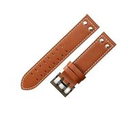 APVMFMKLTG Correas de cuero con agujeros de doble fila for hombre, 20mm y 22mm, aptas for Hamilton, aptas for reloj Seiko, remaches, cinturones de reloj de aviación(Brown White-Black,20mm)