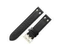 APVMFMKLTG Correas de cuero con agujeros de doble fila for hombre, 20mm y 22mm, aptas for Hamilton, aptas for reloj Seiko, remaches, cinturones de reloj de aviación(Black black-Steel,20mm)