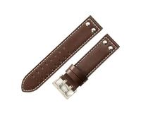 APVMFMKLTG Correas de cuero con agujeros de doble fila for hombre, 20mm y 22mm, aptas for Hamilton, aptas for reloj Seiko, remaches, cinturones de reloj de aviación(Coffee White-Steel,22mm)