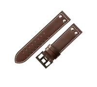 APVMFMKLTG Correas de cuero con agujeros de doble fila for hombre, 20mm y 22mm, aptas for Hamilton, aptas for reloj Seiko, remaches, cinturones de reloj de aviación(Coffee White-Black,22mm)
