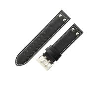 APVMFMKLTG Correas de cuero con agujeros de doble fila for hombre, 20mm y 22mm, aptas for Hamilton, aptas for reloj Seiko, remaches, cinturones de reloj de aviación(Black White-Steel,20mm)